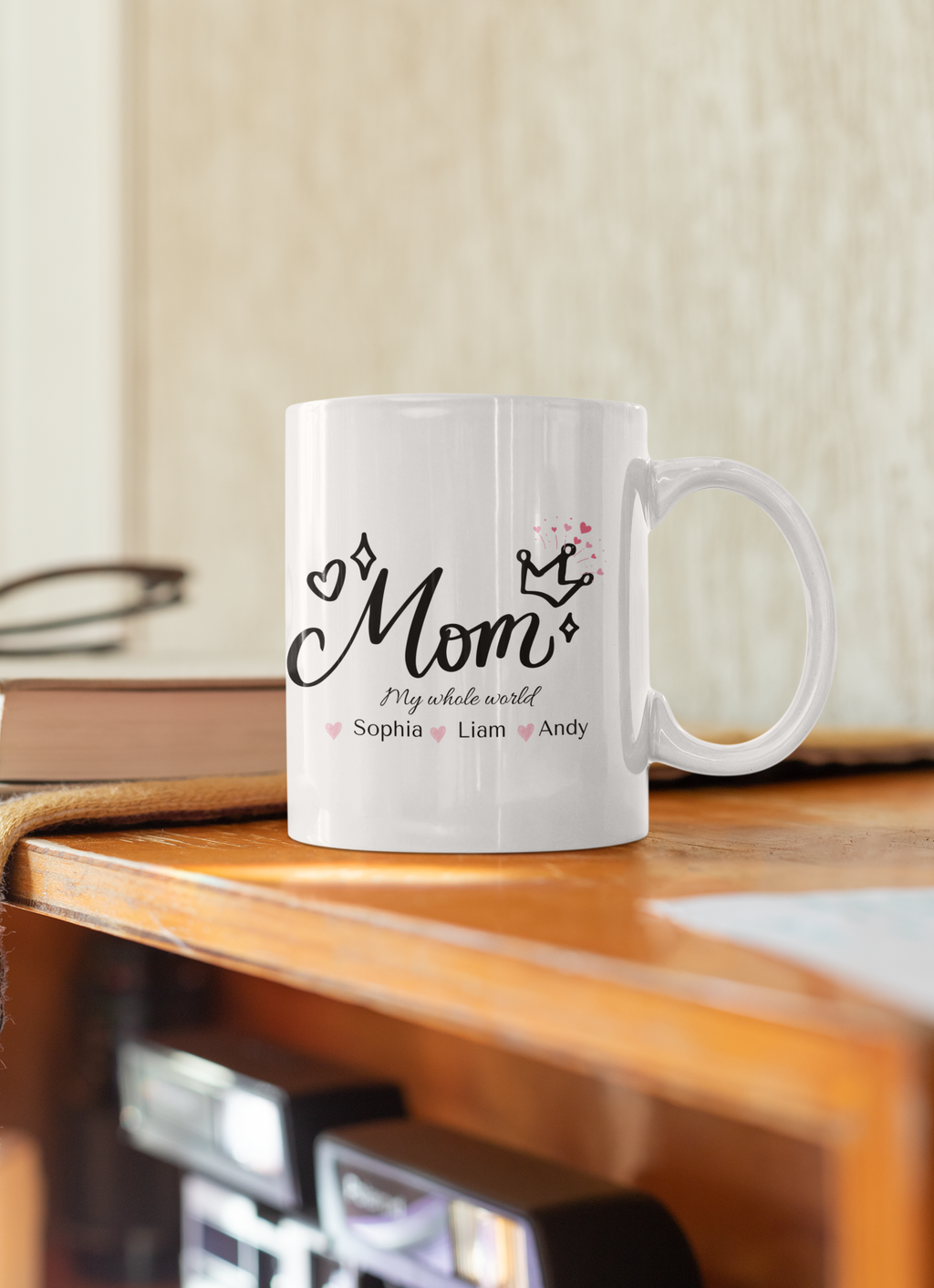 Mom Personalized Mug – Kids Names Coffee Mug – “My Whole World” Custom Gift for Mom – Mother’s Day Mug