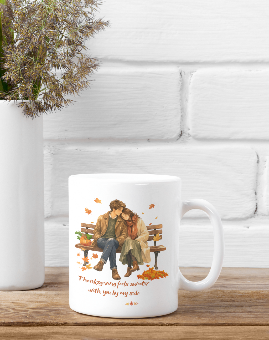 thanksgiving Couple Coffee Mug – Thanksgiving Feels Sweeter With You, Fall Love Mug,hanksgiving Couple Mug | Fall Love Coffee Mug