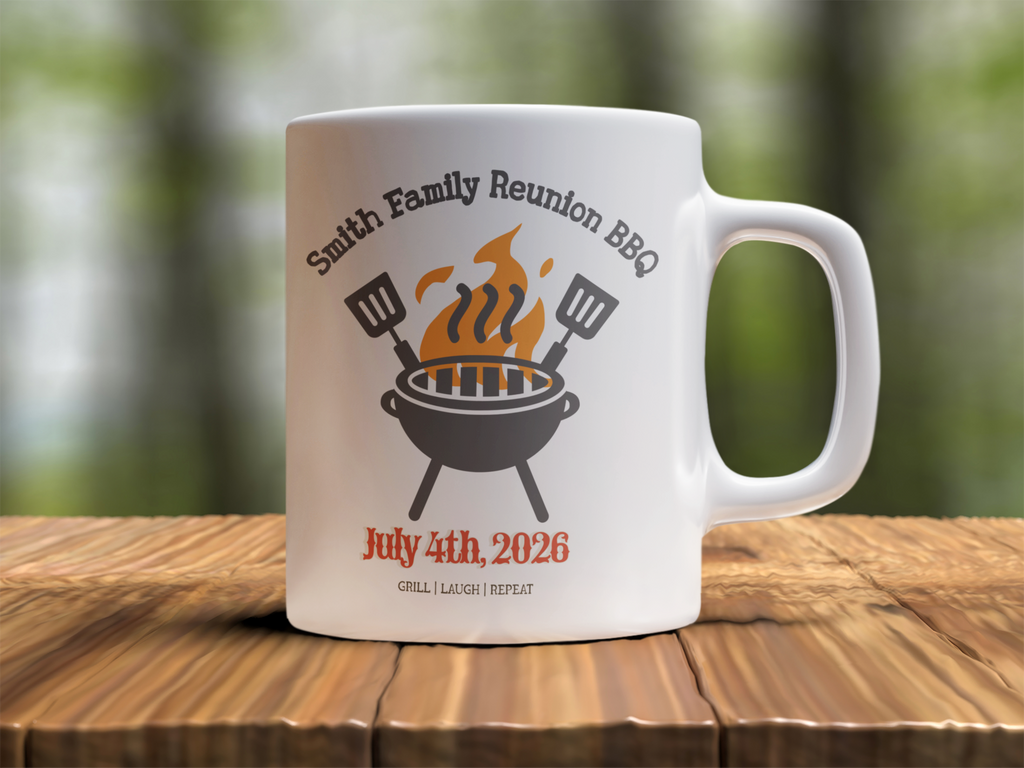 Personalized Family Reunion BBQ Mug, Custom Family BBQ Cup, Family Gathering Gift, BBQ Party Mug, Family Name Coffee Mug, Summer Reunion Keepsake