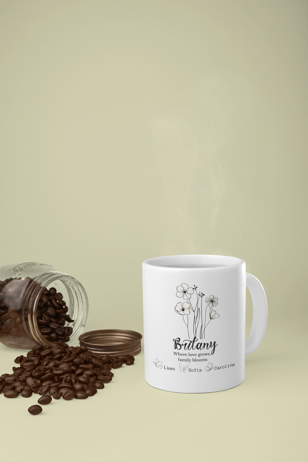 Personalized Mom Mug with Kids Names | Custom Birth Flower Mug for Mom | Mother’s Day Gift | Minimalist Floral Coffee Cup | Gift for Mom or Grandma