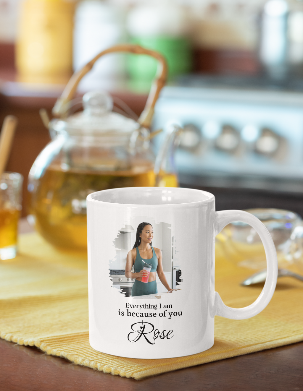Personalized Photo Mug – Everything I Am Is Because of You | Custom Name Coffee Mug Gift for Mom