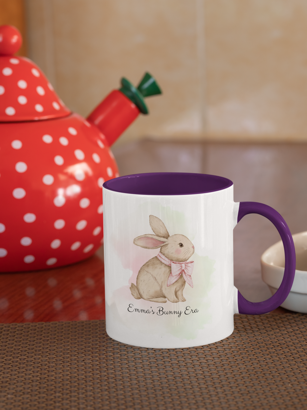 Personalized Bunny Era Mug – Custom Name Easter Cup for Girls in Pink or Purple | Cute Spring Kids Gift