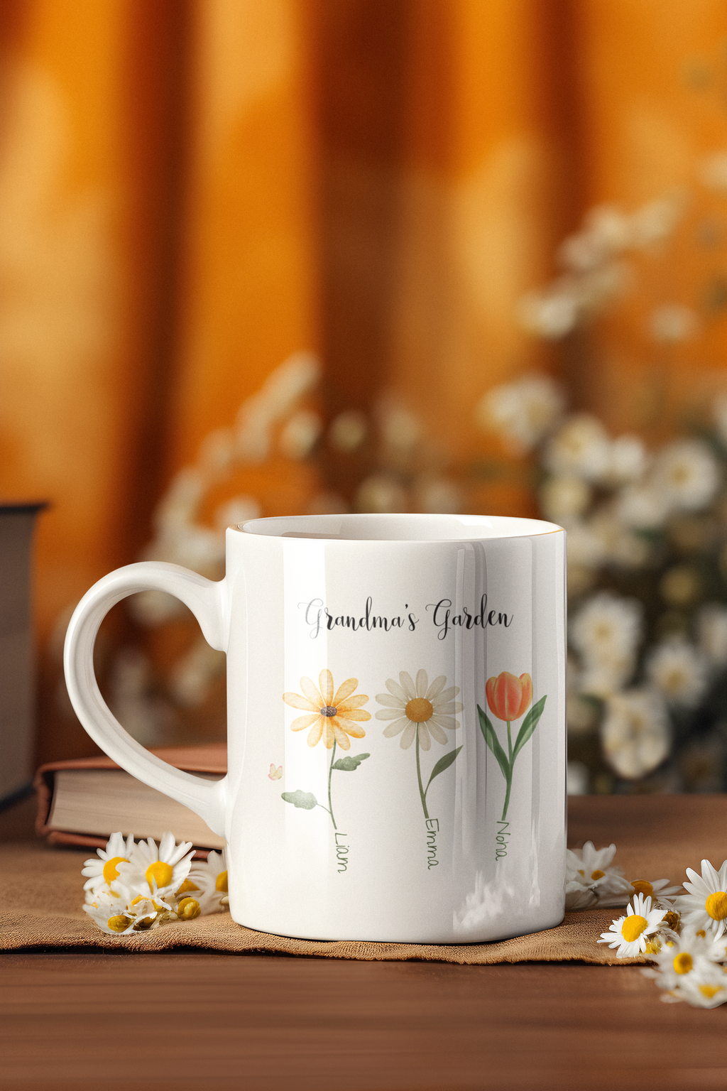 Personalized Grandma Mug with Kids Names – Floral Grandma Coffee Mug | Custom Grandmother Gift