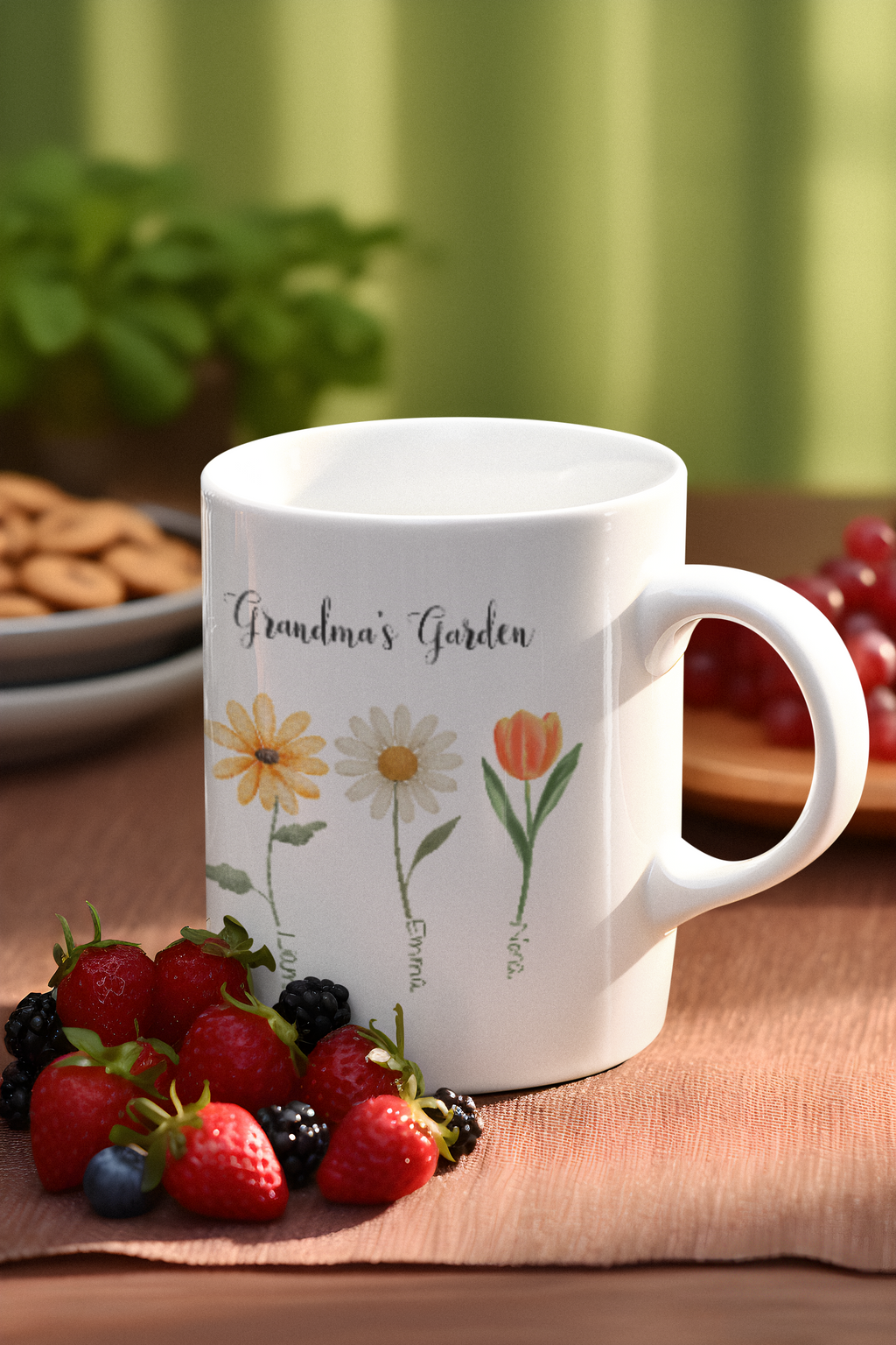 Personalized Grandma Mug with Kids Names – Floral Grandma Coffee Mug | Custom Grandmother Gift