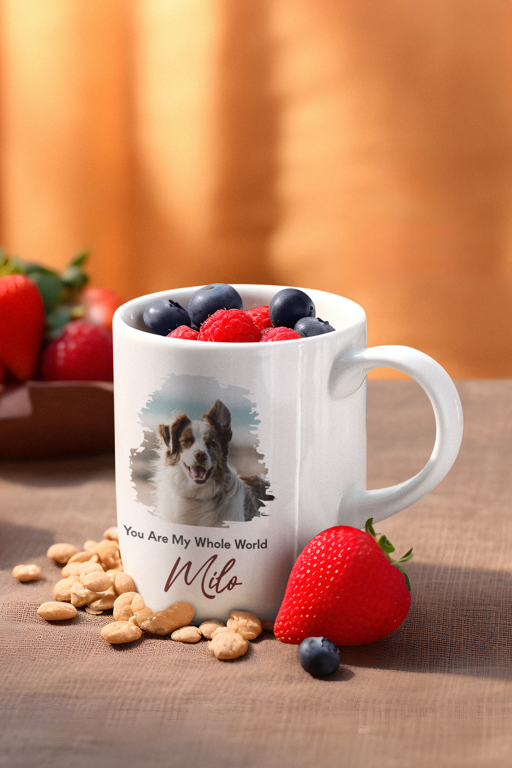 Personalized Dog Photo Mug – You Are My Whole World, Custom Pet Mug with Name, Dog Lover Gift, Pet Photo Coffee Mug