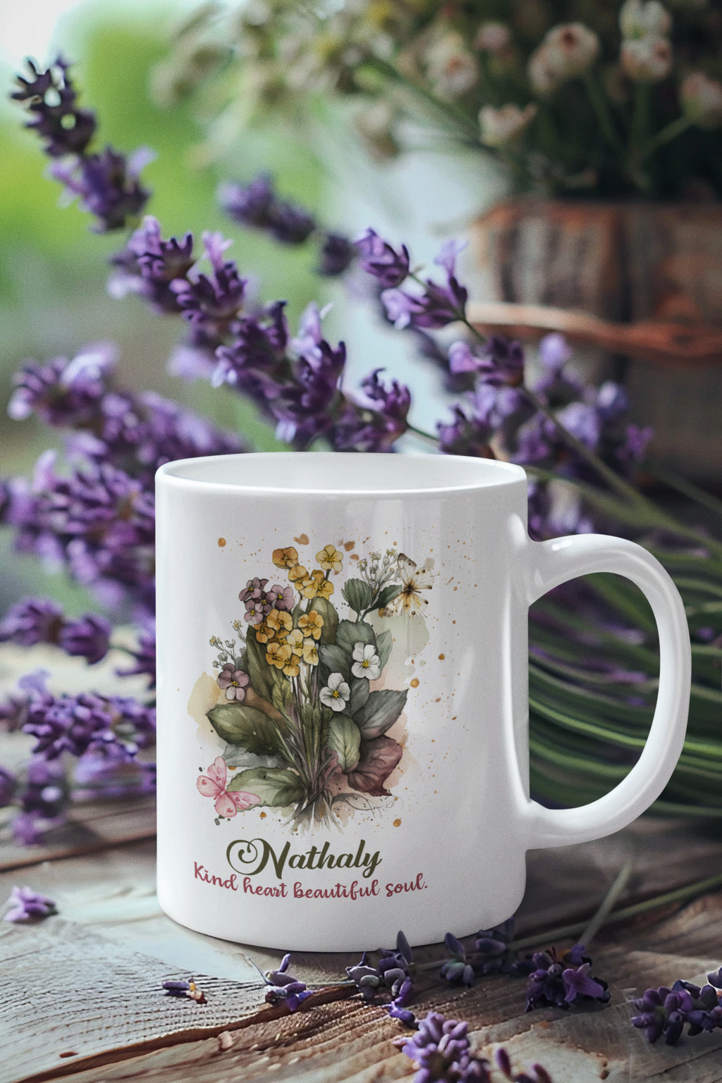 Personalized Floral Name Mug | Custom Watercolor Flower Coffee Mug | Unique Gift for Her | Birthday Mother's Day Gift