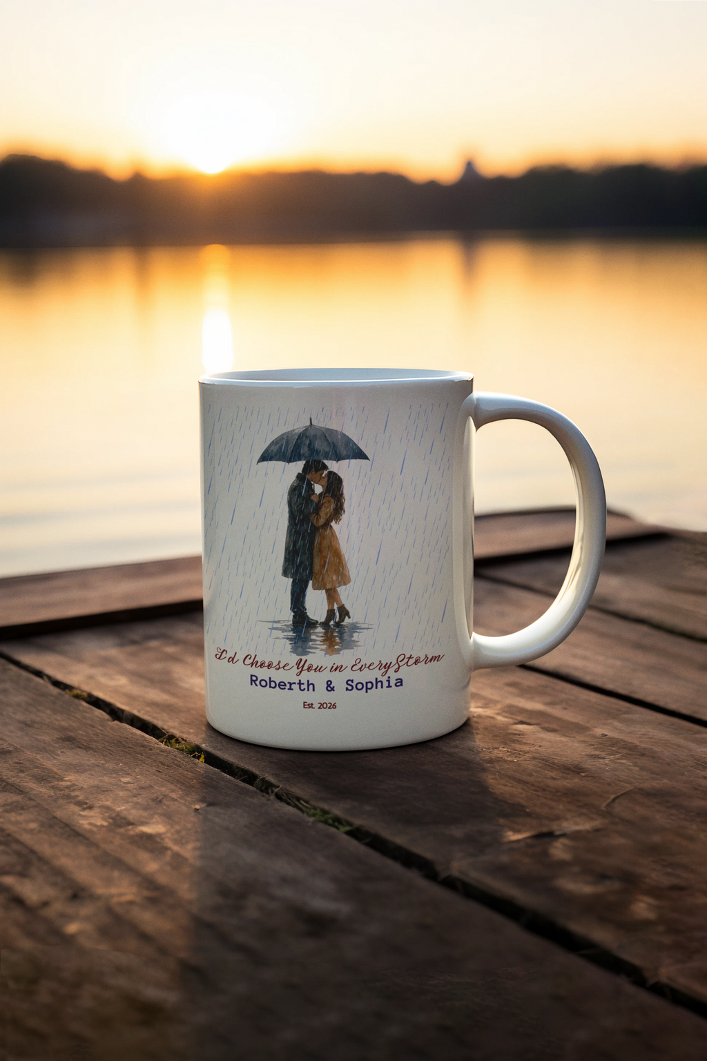 Custom Couple Mug - Personalized "I'd Choose You in Every Storm" Anniversary & Wedding Coffee Cup