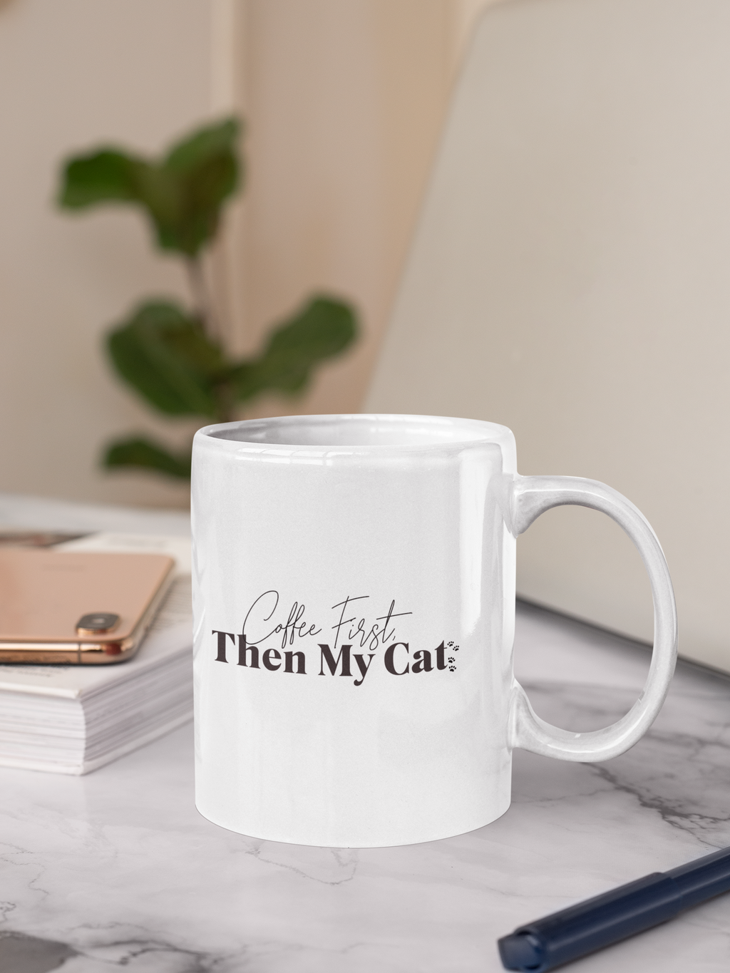 Coffee First Then My Cat Mug, Cat Lover Gift, Funny Cat Coffee Mug, Cute Cat Mom Gift, Minimalist Cat Mug, Gift for Cat Owner, Pet Lover Mug